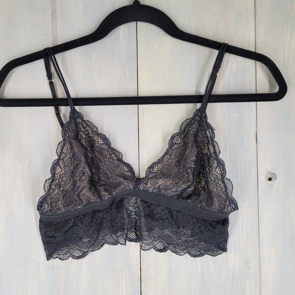 Madewell Lace Bralette Women Small Black Nude Excellent Triangle Mesh Lined